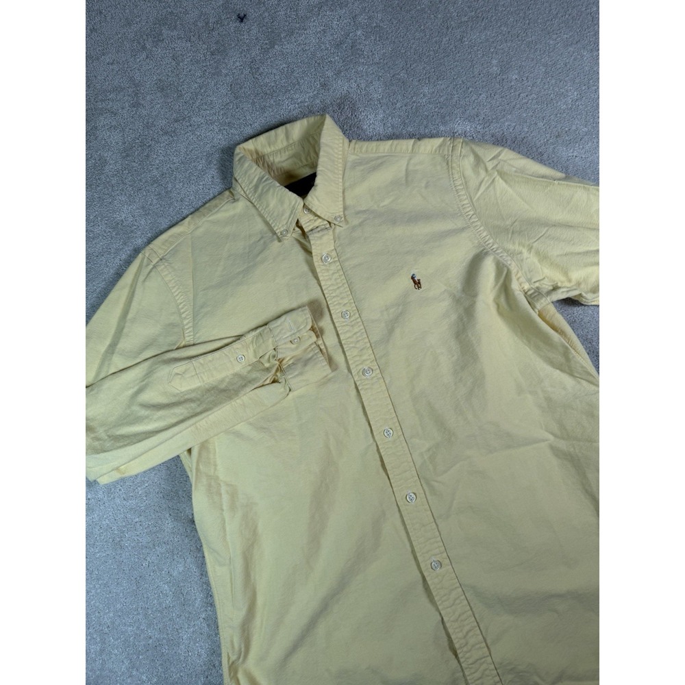 Polo Ralph Lauren Shirt Mens Large Yellow Classic Oxford L/S Button Flesh Pony